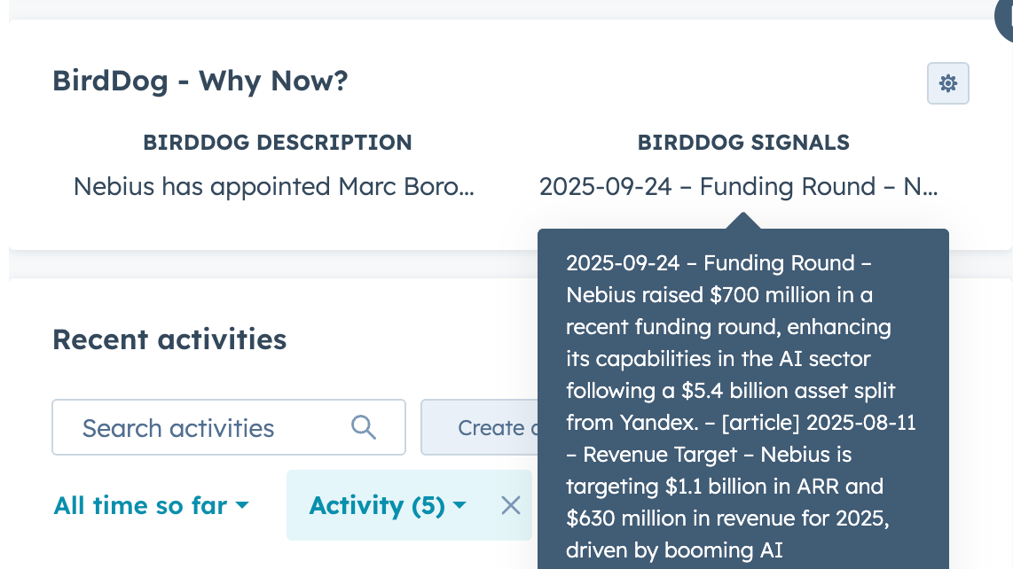 Company property displaying recent signals